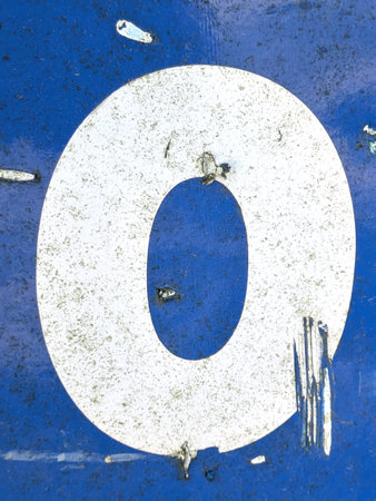 Written Wording in Distressed State Typography Found Ransom Letter O Number 0の写真素材