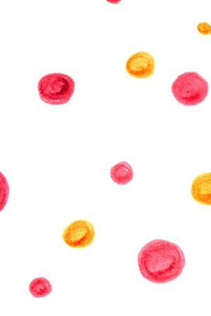 Polka Dot Spotty Circle Spots In Childlike Felt Tip Pen Rainbow Backgroundの写真素材