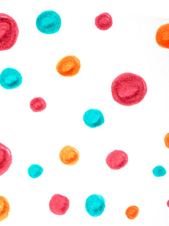 Polka Dot Spotty Circle Spots In Childlike Felt Tip Pen Rainbow Backgroundの写真素材