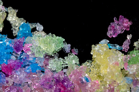 Sugar Crystal Vibrant Clittering Shard Close Up on Black Background