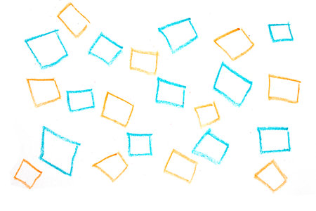 Pastel Oil Crayon Multicolour Rainbow Geometric Triangles Squares Child Like Drawing Background