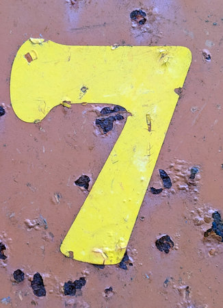 Written Wording in Distressed State Typography Found Number 7の写真素材