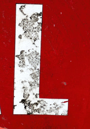 Written Wording in Distressed State Typography Found Letter Lの写真素材