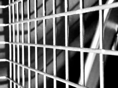 Abstract Industrial Metal Steel Line Lined Background in Gradient Patternの写真素材