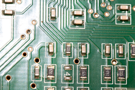 Abstract Close up of Electrical Computer Circuit for Background