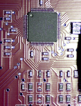 Abstract Close up of Electrical Computer Circuit for Background