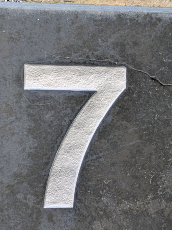 Written Wording in Distressed State Typography Found Number 7 Sevenの写真素材