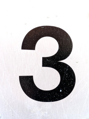 Written Wording in Distressed State Typography Found Number Letter 3 Threeの写真素材