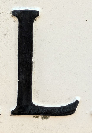 Written Wording in Distressed State Typography Found Letter Lの写真素材