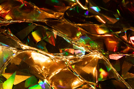 Vibrant Holographic Geometric Shiny Glitter Abstract Scifi Metallic Background  Gold