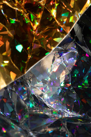 Vibrant Holographic Geometric Shiny Glitter Abstract Scifi Metallic Background  Goldの写真素材