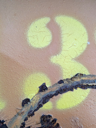 Written Wording in Distressed State Typography Found Number Letter 3 Three