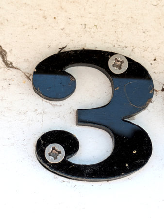 Written Wording in Distressed State Typography Found Number Letter 3 Threeの写真素材