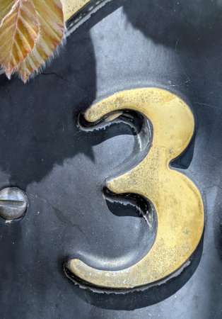 Written Wording in Distressed State Typography Found Number Letter 3 Three