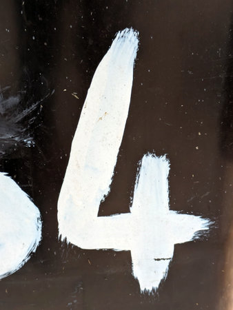 Written Wording in Distressed State Typography Found Number 4の写真素材