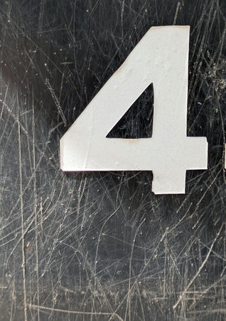 Written Wording in Distressed State Typography Found Number 4の写真素材