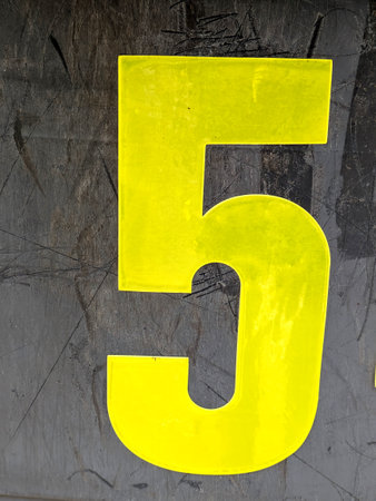 Written Wording in Distressed State Typography Found Number 5の写真素材