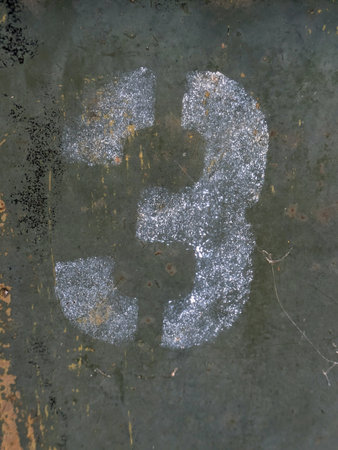 Written Wording in Distressed State Typography Found Number Letter 3 Threeの写真素材