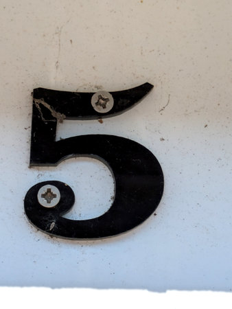 Written Wording in Distressed State Typography Found Number 5の写真素材