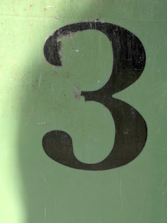Written Wording in Distressed State Typography Found Number Letter 3 Threeの写真素材