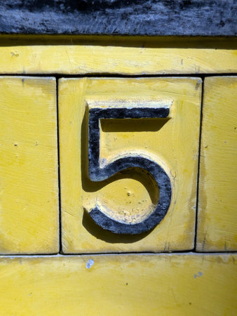 Written Wording in Distressed State Typography Found Number 5の写真素材