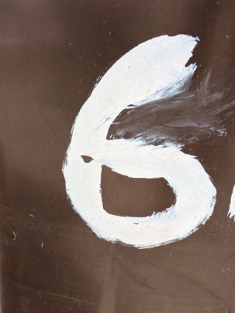 Written Wording in Distressed State Typography Found Ransom Number 6 Sixの写真素材