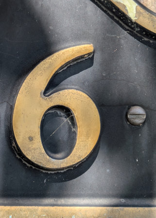 Written Wording in Distressed State Typography Found Number 6 Sixの写真素材