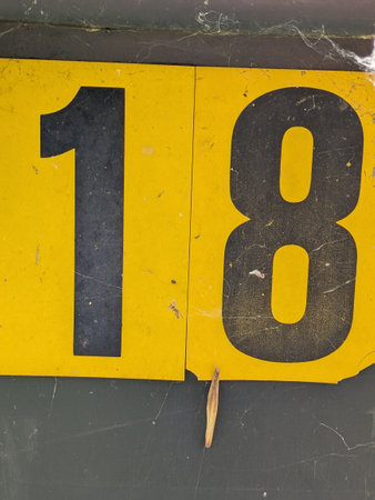 Written Wording in Distressed State Typography Found Ransom Number 18 Eighteenの写真素材