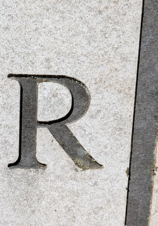 Written Wording in Distressed State Typography Found Letter Rの写真素材