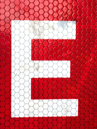 Written Wording in Distressed State Typography Found Ransom Letter Eの写真素材