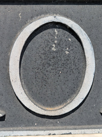 Written Wording in Distressed State Typography Found Ransom Letter Number 0 Oの写真素材