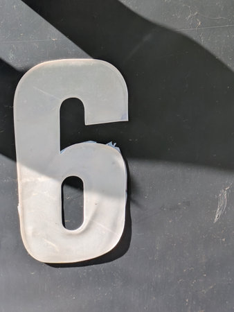 Written Wording in Distressed State Typography Found Number 6 Sixの写真素材