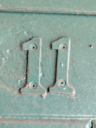 Written Wording in Distressed State Typography Found Ransom Number Elevenの写真素材