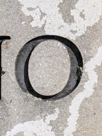 Written Wording in Distressed State Typography Found Ransom Letter Number 0 Oの写真素材