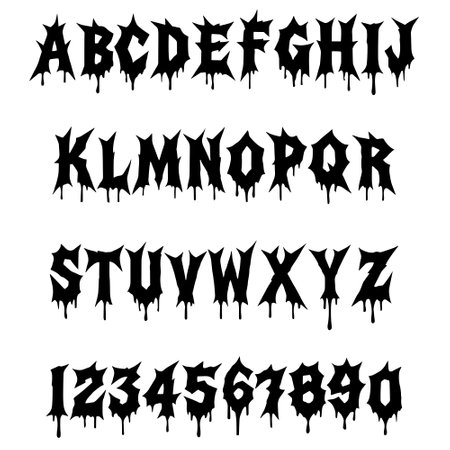 Gothic Blood Bleeding  typography font lettering ABC cartoon vector textのイラスト素材