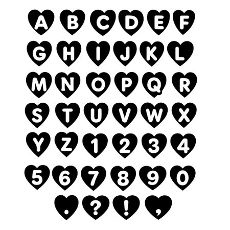 Love Hearts  typography font lettering ABC cartoon vector textのイラスト素材