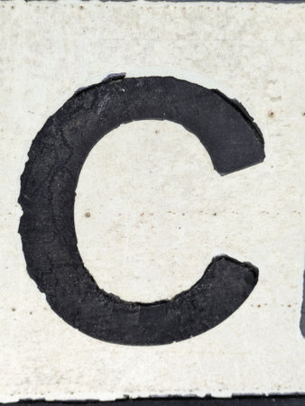 Written Wording in Distressed State Typography Found Ransom Font Letter cの写真素材