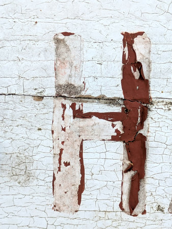 Written Wording in Distressed State Typography Found Ransom Font Letter Hの写真素材