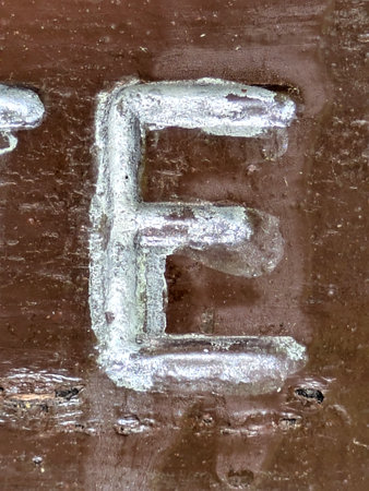 Written Wording in Distressed State Typography Found Ransom Font Letter Eの写真素材