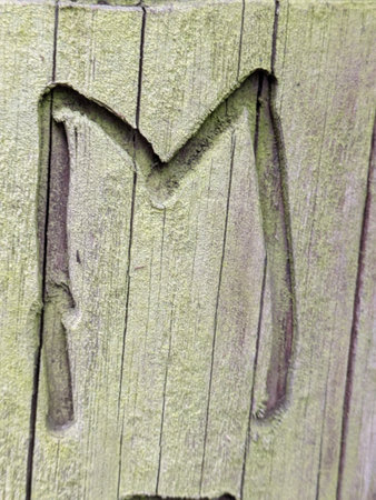 Written Wording in Distressed State Typography Found Ransom Font Letter Mの写真素材