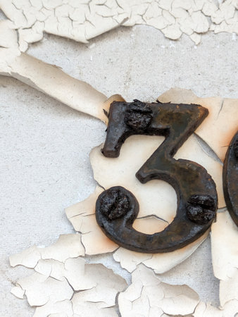 Written Wording in Distressed State Typography Found Number Font Letter 3 Threeの写真素材