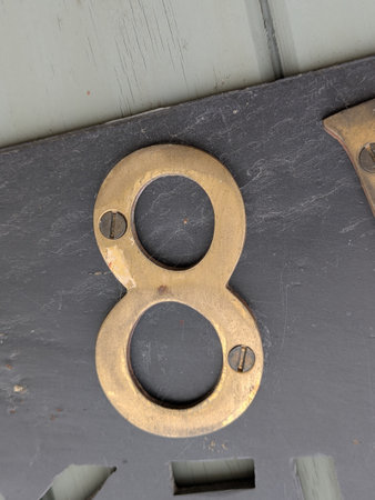 Written Wording in Distressed State Typography Found Ransom Number Font Eight 8の写真素材