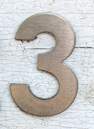 Written Wording in Distressed State Typography Found Number Font Letter 3 Threeの写真素材