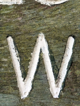 Written Wording in Distressed State Typography Found Ransom Font Letter Wの写真素材