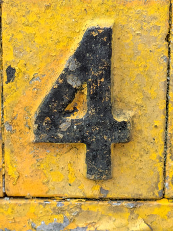 Written Wording in Distressed State Typography Found Number 4の写真素材