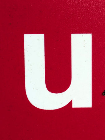 Written Wording in Distressed State Typography Found Ransom Font Letter Uの写真素材