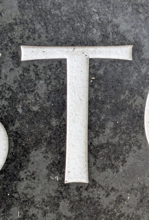 Written Wording in Distressed State Typography Found Ransom Font Letter T
