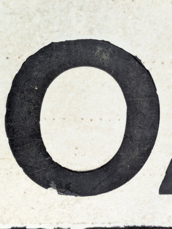 Written Wording in Distressed State Typography Found Ransom Number 0 Font Letter Oの写真素材