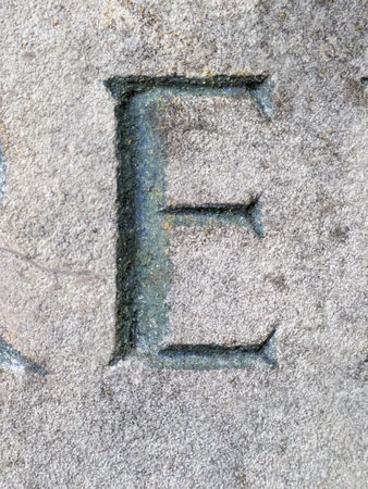 Written Wording in Distressed State Typography Found Ransom Font Letter Eの写真素材