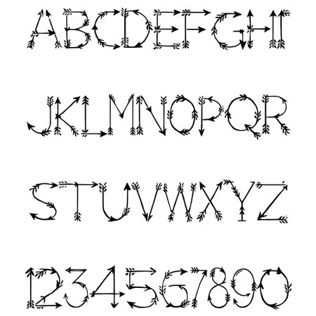 Arrow Pointing typography font lettering ABC cartoon vector textのイラスト素材